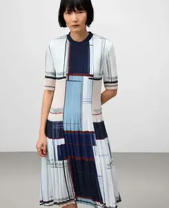 Платье с принтом из жатой ткани Adolfo Dominguez, мультиколор