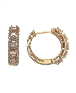 Серьги-Кольца Suzy Levian из стерлингового серебра с кубическим цирконием в оправе с огранкой «ашер» Suzy Levian New York, pink