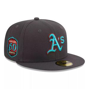 Мужская облегающая шляпа New Era Graphite Oakland Athletics с принтом 59FIFTY