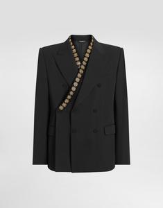 Двубортный жакет sicilia из шерстяного бистречевого канваса Dolce & Gabbana, серый