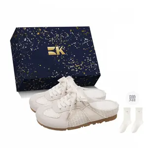 Boldi Kuki Женские противоскользящие тапочки с закрытым носком бежевые эксклюзивная упаковка с носками, цвет Beige-Exclusive Box-Includes Socks