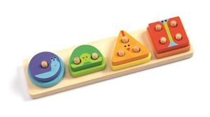 Деревянный пазл 1234 BASIC для детей, сортировщик форм, цветов, цифр DJECO DJ06203