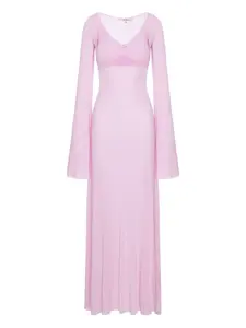 Макси-платье с длинными рукавами и V-образным вырезом Manuri, розовый