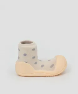 Детские хлопковые пинетки натурального цвета с горошком Attipas