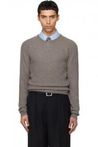 Tonywack Вязаный свитер с V-образным вырезом из тонкой шерсти цвета таупе