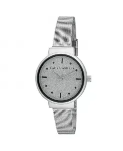 Часы с серебристым сетчатым браслетом и сверкающим циферблатом Spray Silver Mesh Powered Glitz Dial Watch Laura Ashley