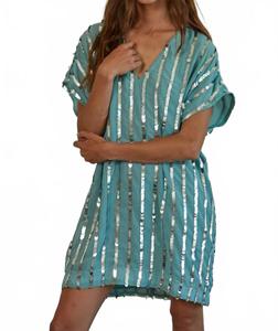 Платье-туника с пайетками цвета шалфея By Together, Sage