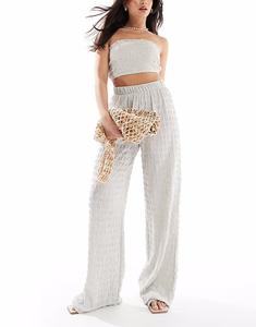 Свободные брюки ONLY из сирсакера ледяного серого цвета