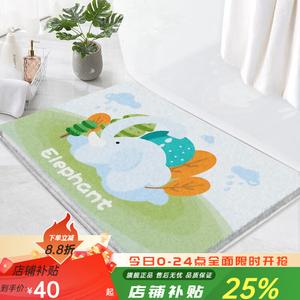 Budis Ковер 50х80 см для ванной/прихожей, впитывающий, нескользящий, с рисунком слона, из искусственной шерсти