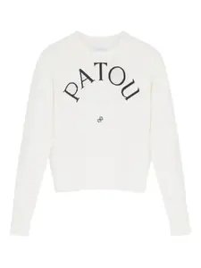 Шерстяной свитер с вышитым логотипом PATOU, белый