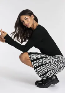 Трикотажное платье Melrose с жаккардовым узором, черно-белый