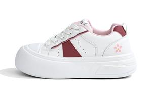 RENBEN Легкие противоскользящие скейтерские кеды на платформе для женщин бело-красные, цвет White Red