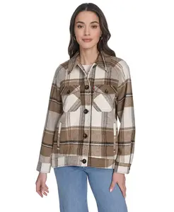 Женская куртка-рубашка из смесовой шерсти Levi's, коричневый