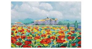 Акриловая картина ручной работы KUNSTLOFT Mohnblumenzeit, многоцветный