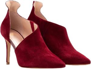 Женские ботильоны MOOMMO с заостренным носком, вырезами, на шпильке, без шнуровки, с рюшами, летние, для свадеб, элегантные офисные туфли, размеры US 4-13, Suede Leather Red