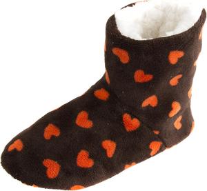 Женские тапочки-балетки Leisureland с флисовой подкладкой, Heart Print Brown