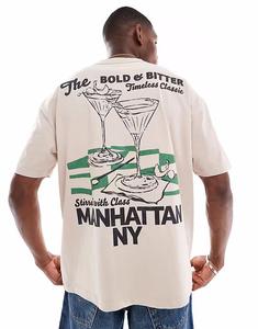 Футболка оверсайз ASOS DESIGN с городским принтом в розовом цвете