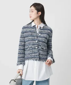 Кардиган, сочетающий в себе разные цвета и напоминающий твид United Arrows, цвет Navy