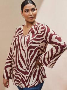 Топ с разрезными рукавами и принтом Animal Print Curve Live Unlimited, Cream/Multi