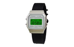 CASIO Мужские часы Retrofit Series с кварцевым механизмом и нейлоновым ремешком, черный циферблат