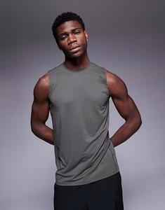 Быстросохнущий сетчатый тренировочная майка темно-зеленого цвета 4505