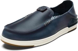 Мужские кожаные слипоны OLUKAI Kakaha, премиальная кожа, для формального и повседневного использования, комфорт и удобная посадка на каждый день, Lagoon/Lagoon