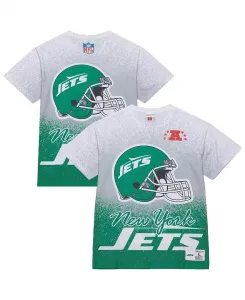 Мужская футболка New York Jets Team Burst Vintage Logo белого цвета Mitchell & Ness