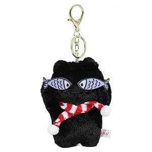 Плюшевый кулон Shy Fish Cat Dolls высотой 10 см OLOEY, черный