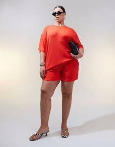 Короткие трикотажные шорты Curve красного цвета Asos Curve