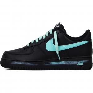 Nike Кроссовки для скейтбординга Air Force 1 с износостойким низким верхом, унисекс, черный с зелеными вставками