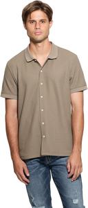 GUESS Мужская короткая рукав Pointelle вязаная рубашка, Slate Taupe