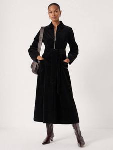 Кордюровое платье миди с длинными рукавами из хлопковой смеси HUSH