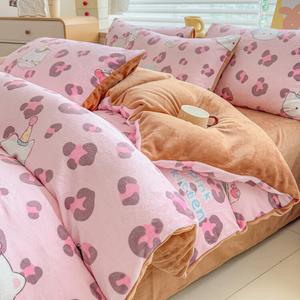 Yalu Пододеяльник 220х240 см из зимней молочной фланели, цвет M豹纹猫, двойная плотность