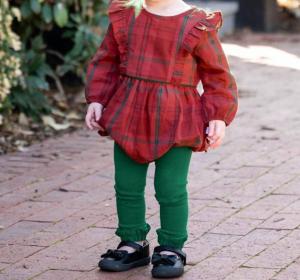 Детские праздничные комбинезоны Noel Plaid Bubble Romper в красном/зеленом цвете RuffleButts