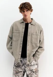 Джинсовая куртка-рубашка с эффектом потертости Pull&Bear, Grey