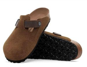 Birkenstock Унисекс - Бостонские замшевые сабо, цвет темный чай