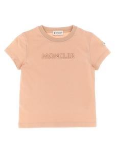 Футболка с вышитым логотипом Moncler Enfant, розовый