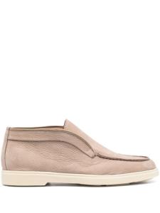 Santoni мокасины из шагреневой замши, коричневый