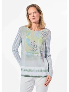 Блузка-рубашка с миксом узоров в серо-зеленом цвете / узорчатый GOLDNER