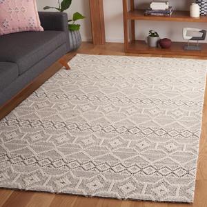 Ковер SAFAVIEH, 153 x 244 см, Marbella Collection, Grey & Ivory, ручной работы из шерсти, идеален для помещений с высокой проходимостью в гостиной, спальне, столовой (MRB453F-5)