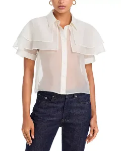 Топ-Накидка из шелковой органзы Frame, белый