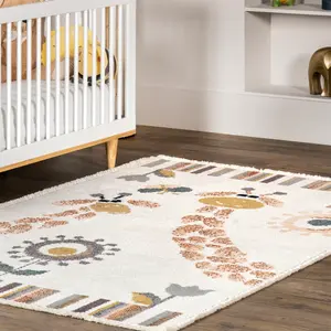 Ковер Avianna Giraffe Kids Fringe Area Rug nuLOOM, 152x229 см, бежевый