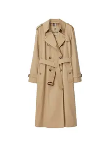 Хлопковое пальто с поясом Burberry, бежевый