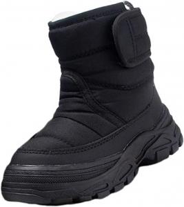 Детские зимние ботинки для девочек, водонепроницаемые с противоскользящей подошвой, легкие зимние уличные ботинки для мальчиков с короткой обувью, утепленные флисом Generic, Black