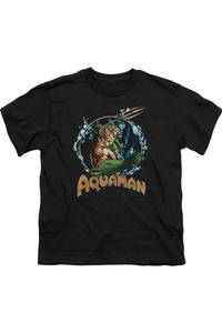 Футболка с коротким рукавом для детей "Лига справедливости Америки: Повелитель морей" Gildan, черный