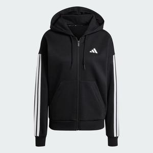 Худи Adidas Essentials 3-Stripes Full-Zip Fleece, черный/белый