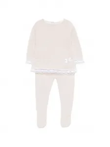 Вязаный комплект с отделкой из кружева Paz Rodriguez, бежевый