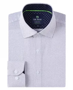 Мужская облегающая рубашка с длинным рукавом Performance в геометрическом стиле Tom Baine, белый