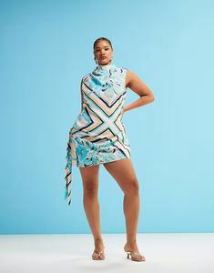 ASOS DESIGN Curve мини-платье с высоким воротом и драпировкой в ​​виде шарфа ASOS Curve