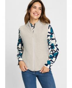 Женский жилет из комбинированных материалов с застежкой-молнией спереди Olsen, Caffe latte